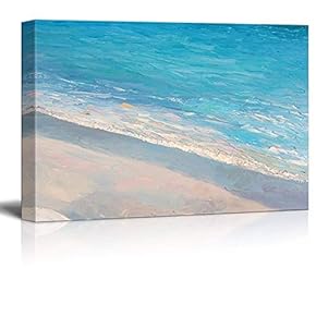 Canvas Wall Art - Oil Painting Style Abstract Seascape with Waves on The Beach - Giclee Print Gallery Wrap Modern Home Art Ready to Hang - 12x18 inches