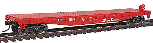 Flatcar - Ready to Run -- Santa Fe #88985 (red, white)