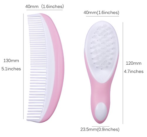 Hair Brush and Comb Set, Baby Safety Healthcare and Grooming Kit, Scalp Massage, Ideal for Newborns & Toddlers(2 pack, 1+1)