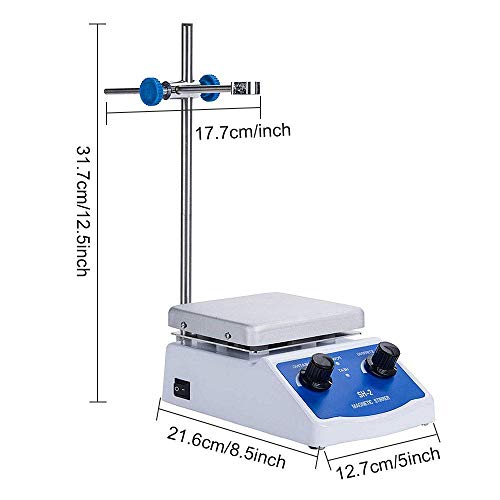 Magnetic Stirrer SH-2 Heating Plate 1000ml Magnetic Stirrer Hot Plate 100-1600 RPM Magnetic Stirrer Kit 180W Heating Power 380℃ for Lab Liquid Mixing Heating (SH-2)