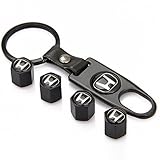 EZKEY Pack of 4 Universal Wheel Tire Valve Stem Air Caps Covers and 1 pc Keychain fit for Honda