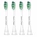 Sierra Clean Standard Replacement Toothbrush Heads for Philips Sonicare, 4 pack, fits Sonicare 2 Series Plaque Control, 3 Series Gum Health, DiamondClean, FlexCare Series, EasyClean and HealthyWhite