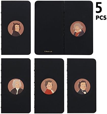 Small Journal Notebook Bullet Journal Notebook Dot Grid Pocket Notebook 3x5, Musician Business Journal Notebook, Journal Notebook for Woman Man Kids, Diary Book Jotter, 5 PCS(A-Style)