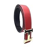 Maikun Womens H Letter Buckle Leather Belt 3cm Width