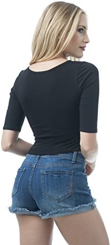 Scoop Neck Half Sleeve Crop Top