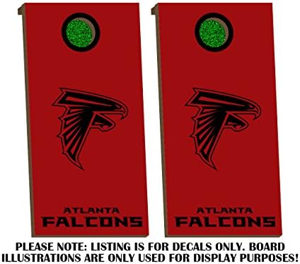 Atlanta Falcons Cornhole Board Decals - BLACK - Fit for Bean Bag Toss Outdoor Game Sticker Set - Die Cut - Novelty Decals