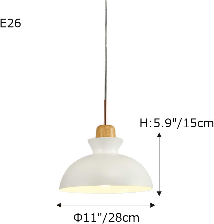 STGLIGHTING Hanging Swag Lamp no Wiring Needed Wooden Handle Pendant Light with 15ft Plug-in UL On/Off Dimmer Switch Cord Macaron White Lamp Nordic Minimalist for Dining Room Bulbs Not Included - - 