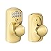 SCHLAGE FE595 PLY 505 PLY Plymouth Keypad Entry with Flex-Lock and Plymouth Style Knobs, Bright Brass