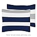 Navy Blue, Gray and White Childrens, Teen 3 Piece Full / Queen Boys Stripe Bedding Set Collection