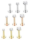 Jstyle 9 Pcs 16G 316L Stainless Steel Nose Piercing Labret Monroe Helix Tragus Cartilage Ear Piercings Studs Lip Rings 2-4mm CZ 6-10mm Bar Length