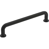 Amerock 5-1/16" Factor Matte Black Drawer Pull | 5-1/16 inch (128mm) Center-to-Center Mounting Distance and 5-9/16 inches Overall Length, Durable Zinc Cabinet Hardware