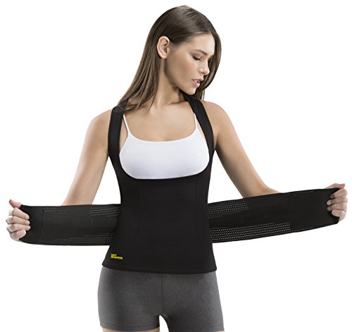 HOT SHAPERS Cami Hot with Waist Trainer – Women’s Slimming Body Shaper – Vest – Corset for Weight Loss, Trimming Tummy, Workouts, Saunas, and Hourglass Figure – Stomach Shaping (Large, Black)