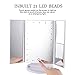 Tri-Fold Lighted Vanity Mirror with 21 LED Lights Touch Screen 1X/2X/3X Magnifying Makeup Mirrors, 2 Power Supply Modes