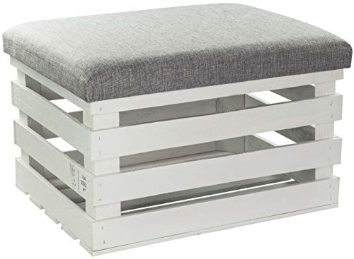 LAUBLUST Weinkisten-Hocker - ca. 50x40x30cm, Grau-Weiß | Sitzbank
