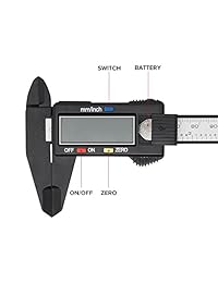 Calibrador electrónico digital, calibrador de vernier de plástico, herramienta de medición de calibrador con conversión de pulgadas milímetro, pantalla LCD extragrande, 0   6 pulgadas 0.000   5.906 in, regla de micrometro de apagado automático
