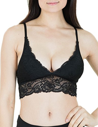 Womens-Marilyn-Monroe-Lace-Racerback-Padded-Bralette-Black