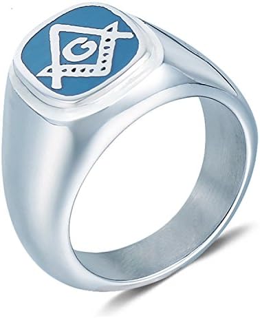 LILILEO Jewelry Stainless Steel Retro Masonic Logo AG Ring For Men's Rings