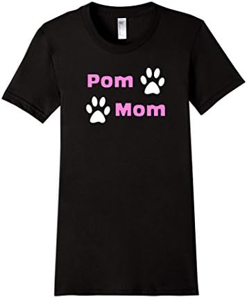 Women's Pom Mom - Pomeranian Dog Lovers T-Shirt For Pom Mothers Large Black