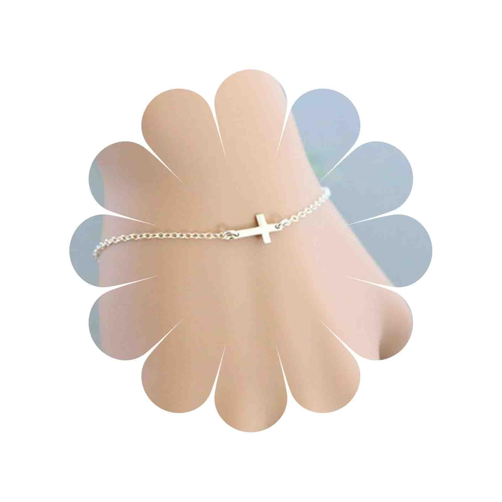 Yienate Boho Bracelet with Tiny Cross hand chain for women and Girls (Silver)