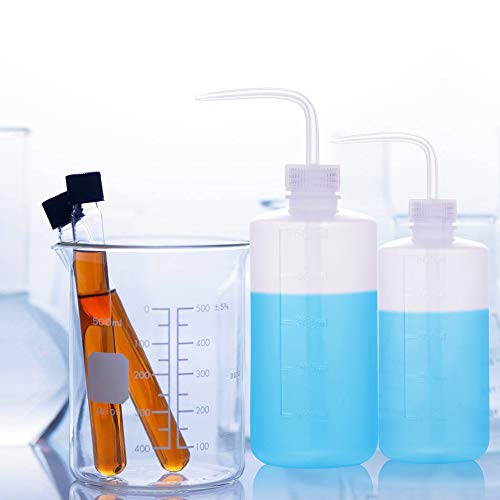 CVNDKN 3pcs 500ml Plastic Safety lab Wash Bottle,Squeeze Bottle with Scale Labels (16 oz/3 Bottle).