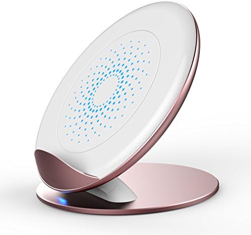 Aursen Metal Wireless Charger Stand for iPhone X/iPhone 8/8 Plus, Qi Fast Charge Wireless Charging Pad for Samsung Galaxy S9/S9+ S8/S8+ S7/S7 Edge S6 Edge+ Note 8/Note 5 - Rose Gold/Pink