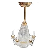Lighting Stand Five False Candle Transparent Chandelier LED-Golden 1:12 Dollhouse Minatures