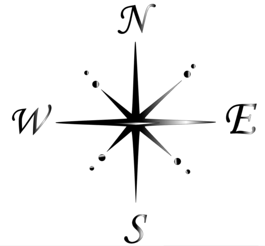 Compass Sticker for Outdoor and Indoor (RPt 53) (9 cm, Black/Grey 12/1)