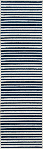 Momeni Rugs , Baja Collection Contemporary Indoor & Outdoor Area Rug, Easy to Clean, UV protected & Fade Resistant, 2'3" x 7'6" Runner, Navy Blue