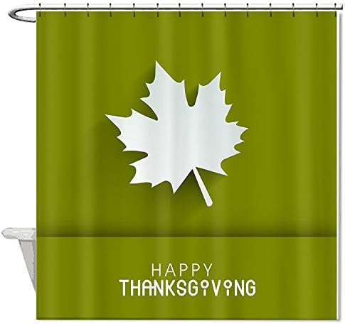 HANHAOKI Beautiful White Autukn Leave On Green Background Bathroom Decor Polyester Fabric Shower Curtain Liner 48"x72"