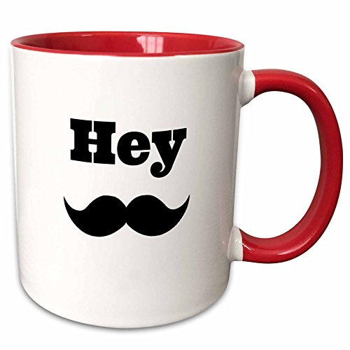 3dRose mug_178684_5 hey mustache - Two Tone Red Mug, 11oz