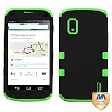 MYBAT LGE960HPCTUFFSO007NP Premium TUFF Case for LG Nexus 4 E960 - 1 Pack - Retail Packaging - Black/Electric Green