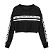 Zulmaliu Girl Sweatshirt, Fashion Letter Print Long Sleeve Crop Top Hoodies Black