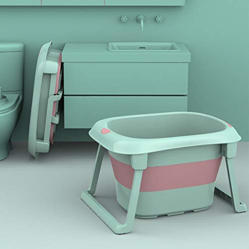3-in-1 Baby Bath Tub Portable Toddler Collapsible Bathtub Infant Shower Basin Anti Slip Skid Proof for 0-10 Years (Green, tub)