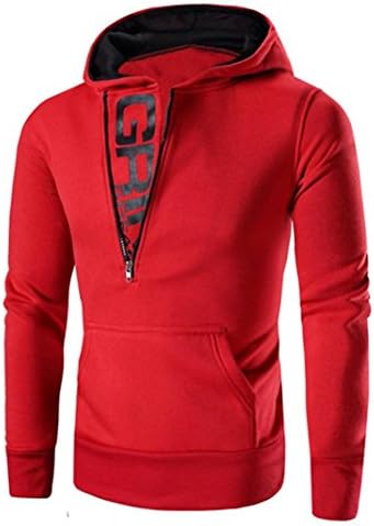 Men Blouse, Neartime Men's Long Sleeve Hoodie Sweatshirt Tops Jacket Coat Outwear (XXXL, Red)