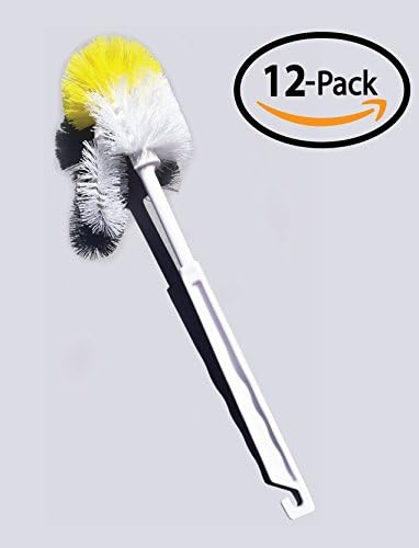 Commercial Grade Toilet Brush - Adjustable Rim Scrub - Easy Organization Hook (12-PACK)