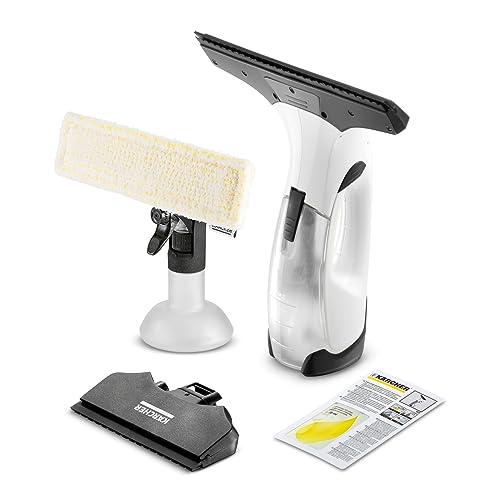 KÄRCHER Akku-Fenstersauger WV 2 Plus N, Akkulaufzeit: 35 min, LED-Ladezustandsanzeige, 2 Absaugdüsen, Sprühflasche mit Mikrofaserbezug, 20 ml Fensterreiniger-Konzentrat