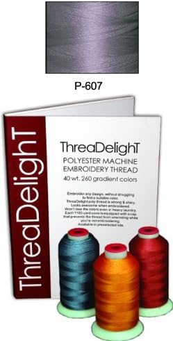 1 cone of ThreaDeligh Polyester Embroidery Thread - Lavender Blue Medium P607 - 1100 yards - 40wt