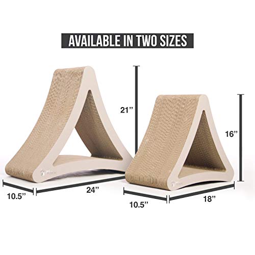 PetFusion 3-Sided Vertical Cat Scratching Post | Available in 18” & 24” | Multiple Angle Cat Scratching Pad, 6 Usable Sides. Scratch, Play, & Perch | 100% Recyclable Cardboard Cat Lounge. 1 Yr Warr