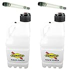 2 Pack Sunoco 5 Gallon Clear Race Utility Jugs and 2 Deluxe Filler Hoses