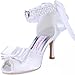 ElegantPark A3202 Women's Pumps Peep Toe High Heel Bow Lace Edge Pearls Ribbon Satin Wedding Party Shoes