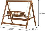 Furinno TIOMAN Outdoor 3 Seater Porch Swing with Stand, Natural Wood view 6