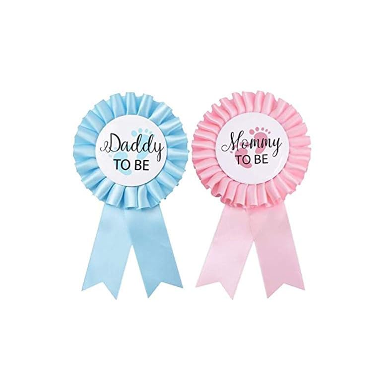 2 Pieces Daddy and Mom to Be Tinplate Badge Pin Gender Reveal Button Pins New Daddy Mommy Gifts for Baby Shower