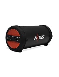 AXESS SPBT1041 BK, parlante Bluetooth de alta fidelidad de 3" para interiores y exteriores. Negro Rojo