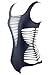 Pink Wind Women's Strappy Cut Out One Piece Bodysuit Monokini Swim Suit,Black,Large