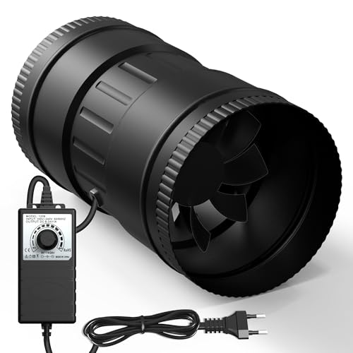 Brogachy Adjustable Duct Fan 125 mm, Pipe Fan 586 m³/h, EC Motor Exhaust Fan for Conservatory, Grow Tents, Basement, Garage, Kitchen, Bathroom
