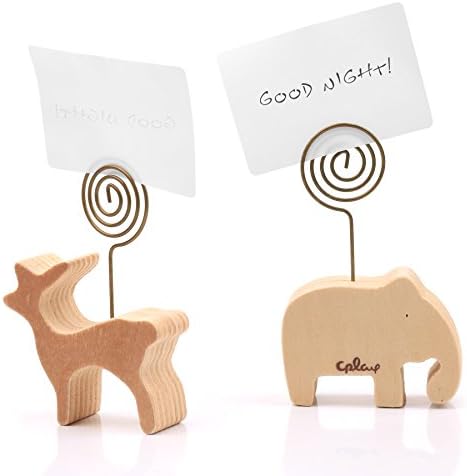 INYIAN 4pcs Animals sheep,elephant,deer,horse Swirl Table Number Photo Holder Stands for Party Gatherings Gifts