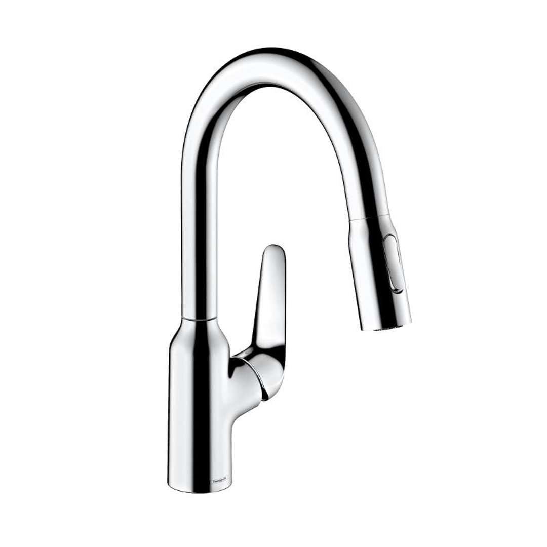 hansgrohe 71801000 M429-H180 Kitchen Tap, 360° Swivel Range, Pull-Out Spray, Chrome, Spout height 18 cm