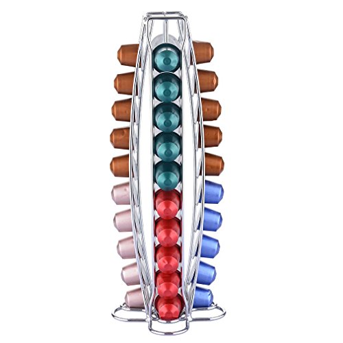 Felji 40 Curved Capsule Coffee Pod Holder Tower Stand Rack for Nespresso