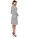 PattyBoutik Women Faux Wrap A Line Dress (Black and White 08 Medium)