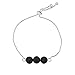 SENFAI Black Lava Rock Volcano Stone Charming Bracelet Hand Accessory for Women Adjustable (Silver)